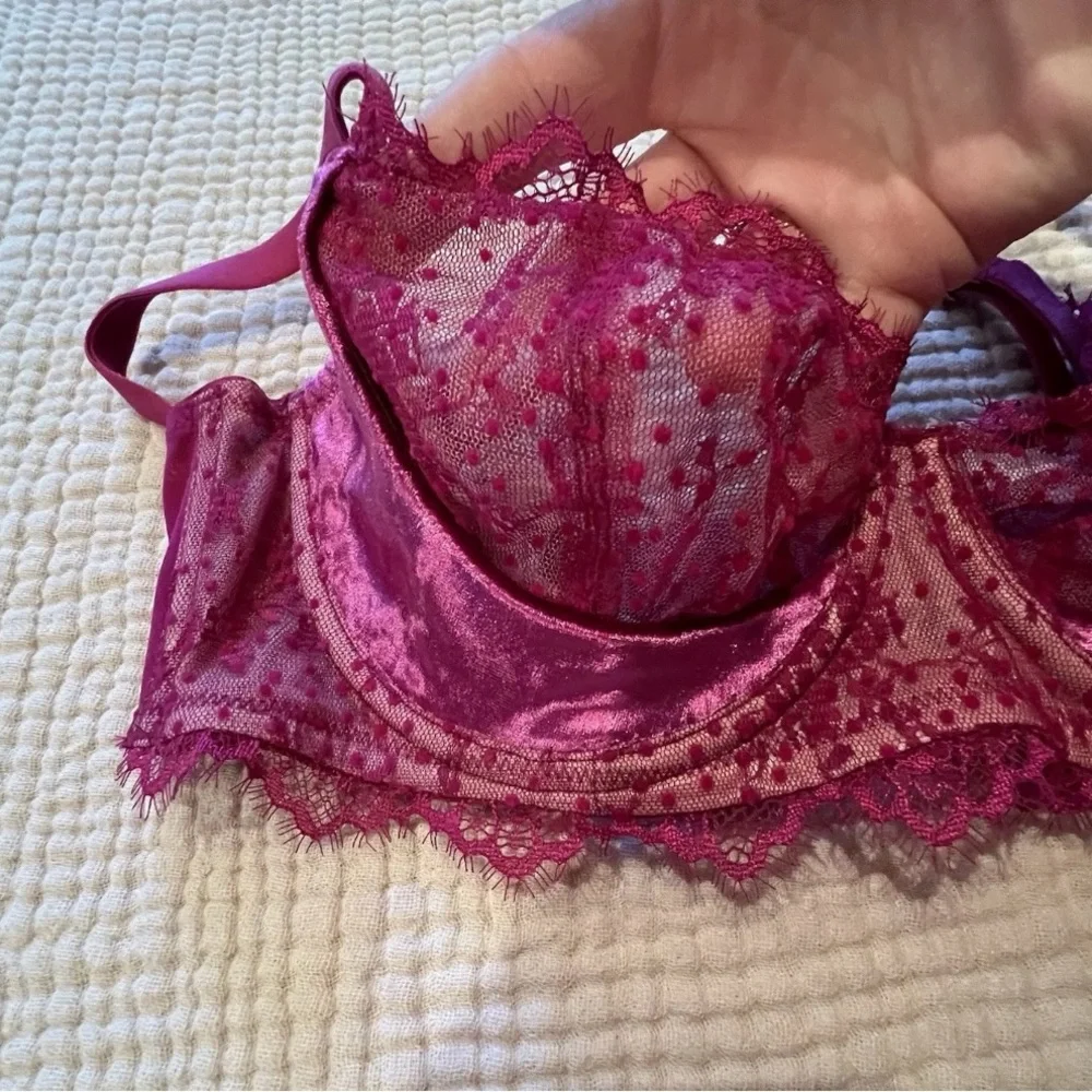 Victoria's Secret Dream Angels Push-Up W/O Padding Bra 34D Velvet Fuchsia Pink - Picture 3 of 14
